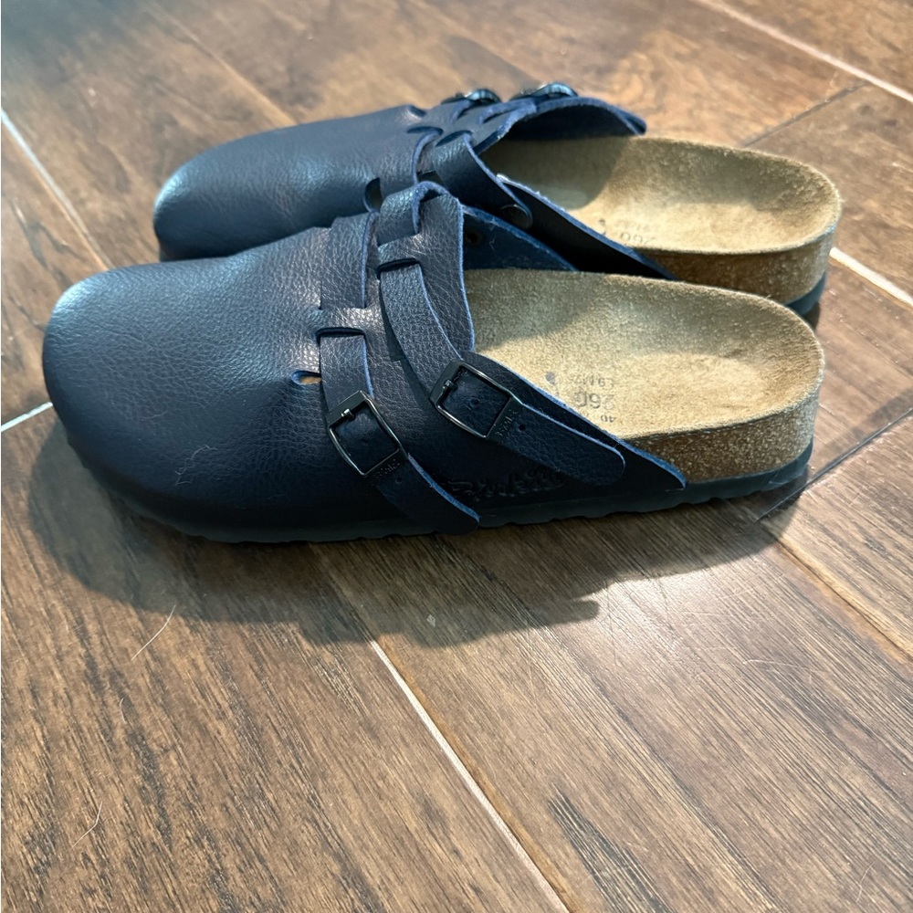 Birkenstock Navy Blue Leather Clogs - Picture 3 of 5